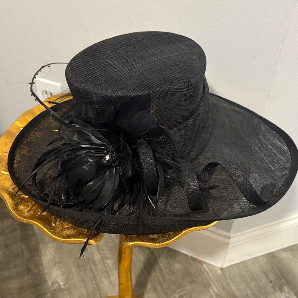 Chic Black Feathered Women's Hat